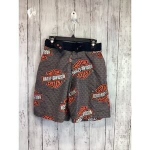 Harley-Davidson Men's Iconic Gray Trimmed Swim Trunks Swimsuit Shorts Size Small